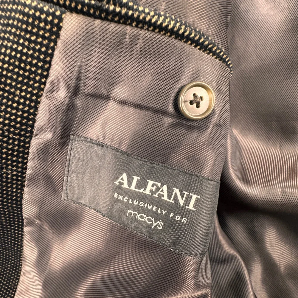Alfani Mens‎ 3 Button Brown Sheen Velvet Blazer Sport Coat Cotton 40R